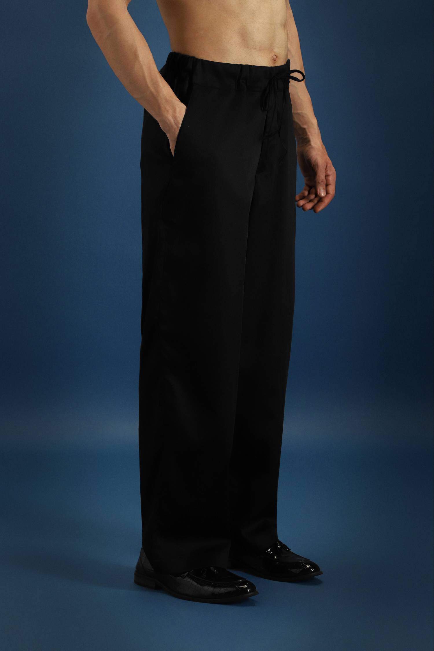 Straight Fit Trousers - Black